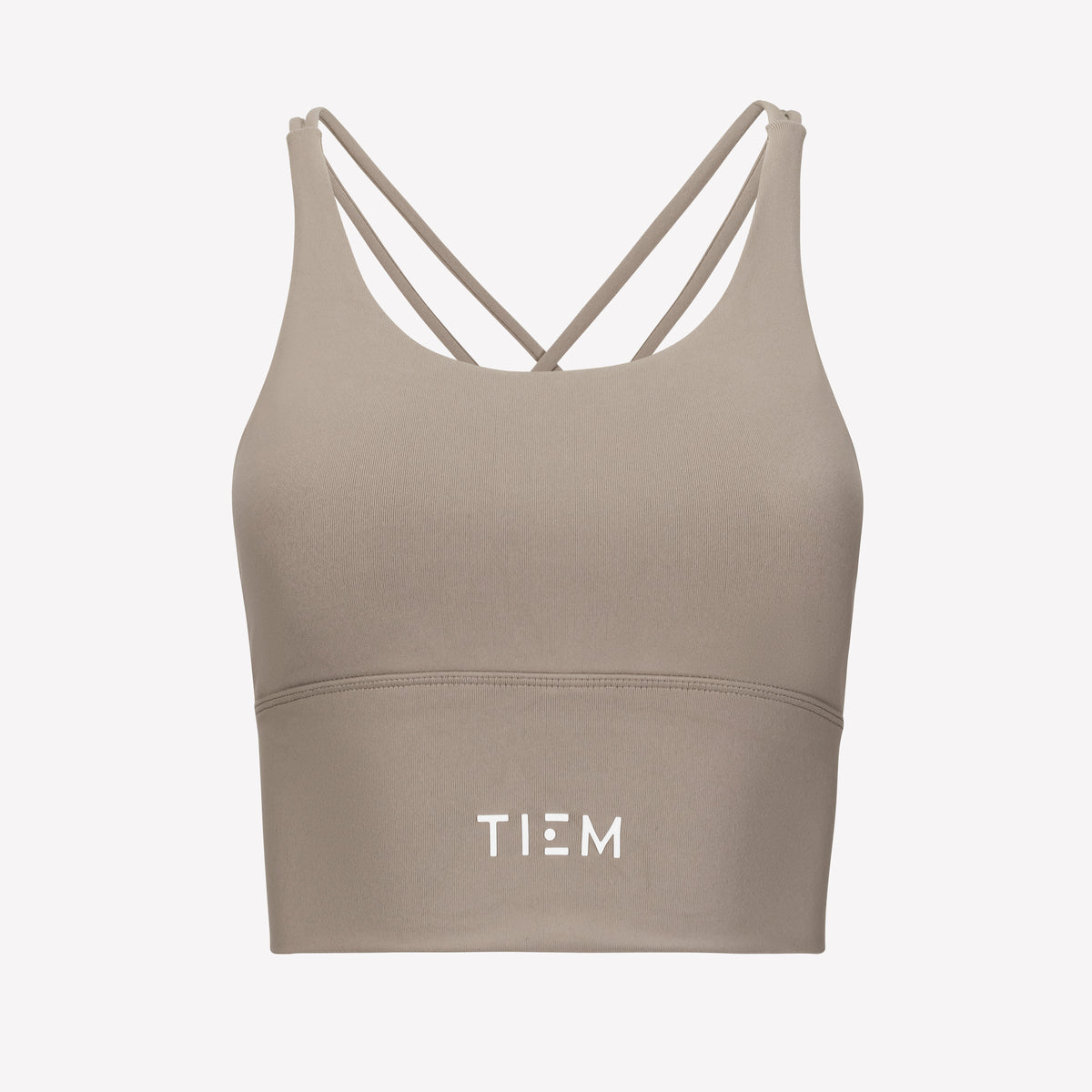 Strappy Sports Bra - Taupe/White