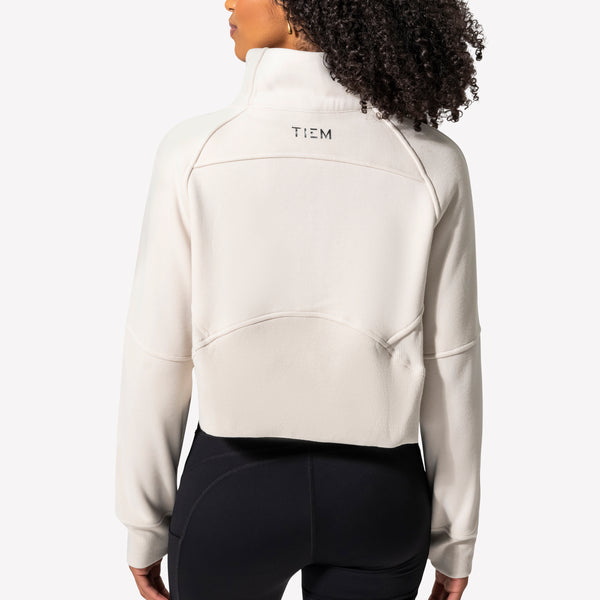 Half Zip Pullover - Ecru/Silver