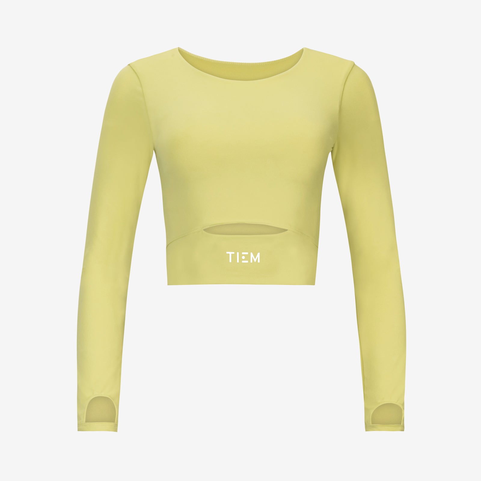 Cropped Long Sleeve - Citron/White