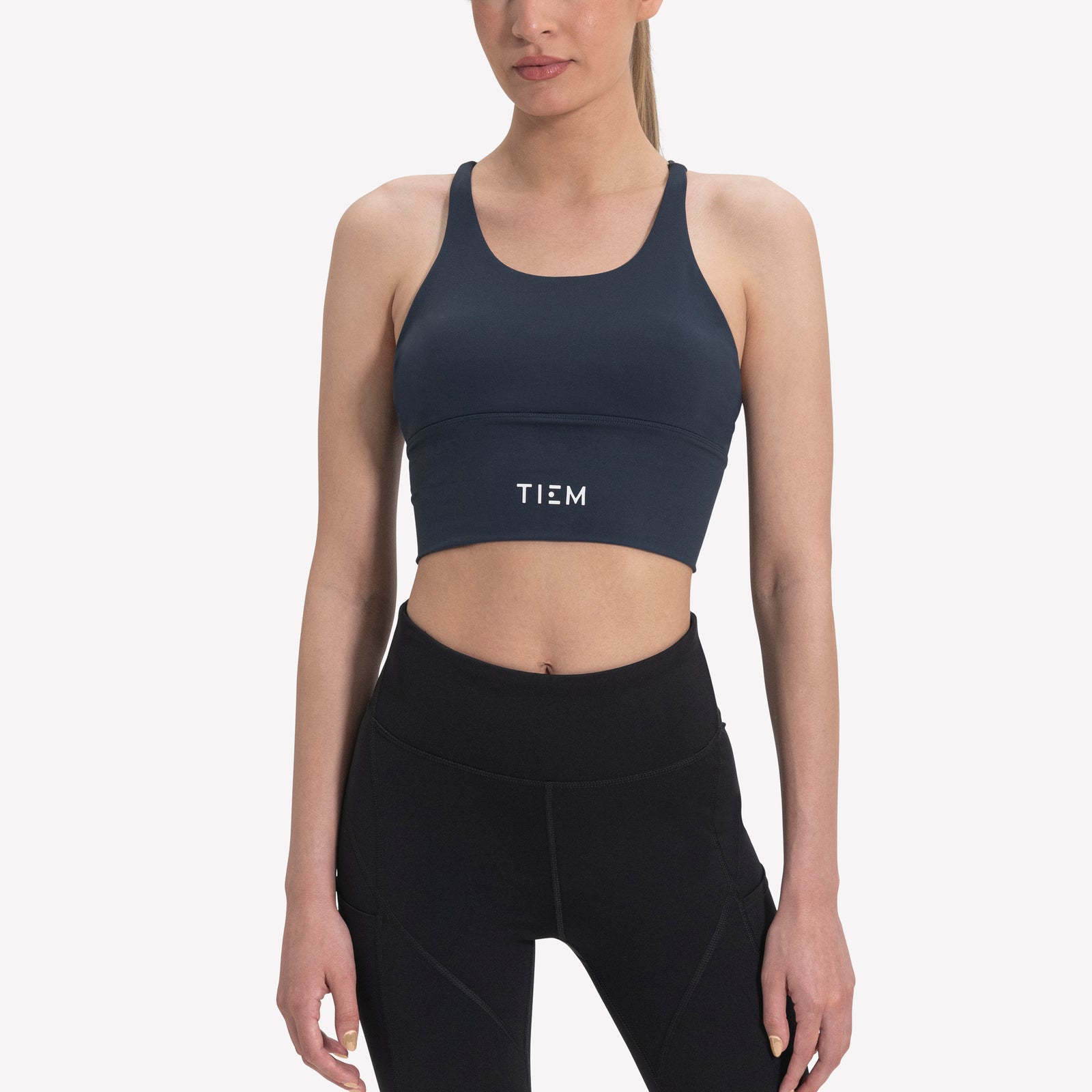 Strappy Sports Bra - Navy/White