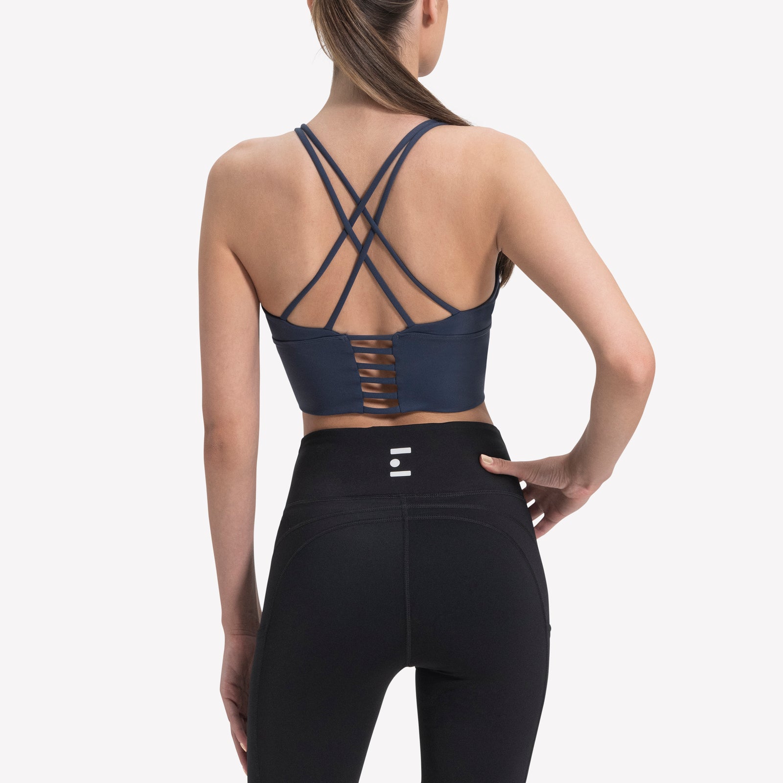 Strappy Sports Bra - Navy/White