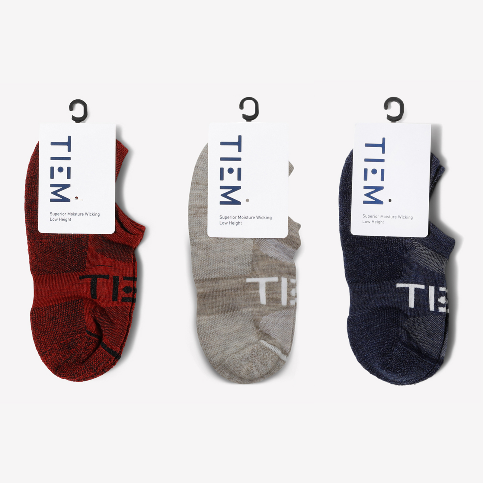 Low-cut Performance Wool Socks (3 pairs) - Merlot/Oatmeal/Navy