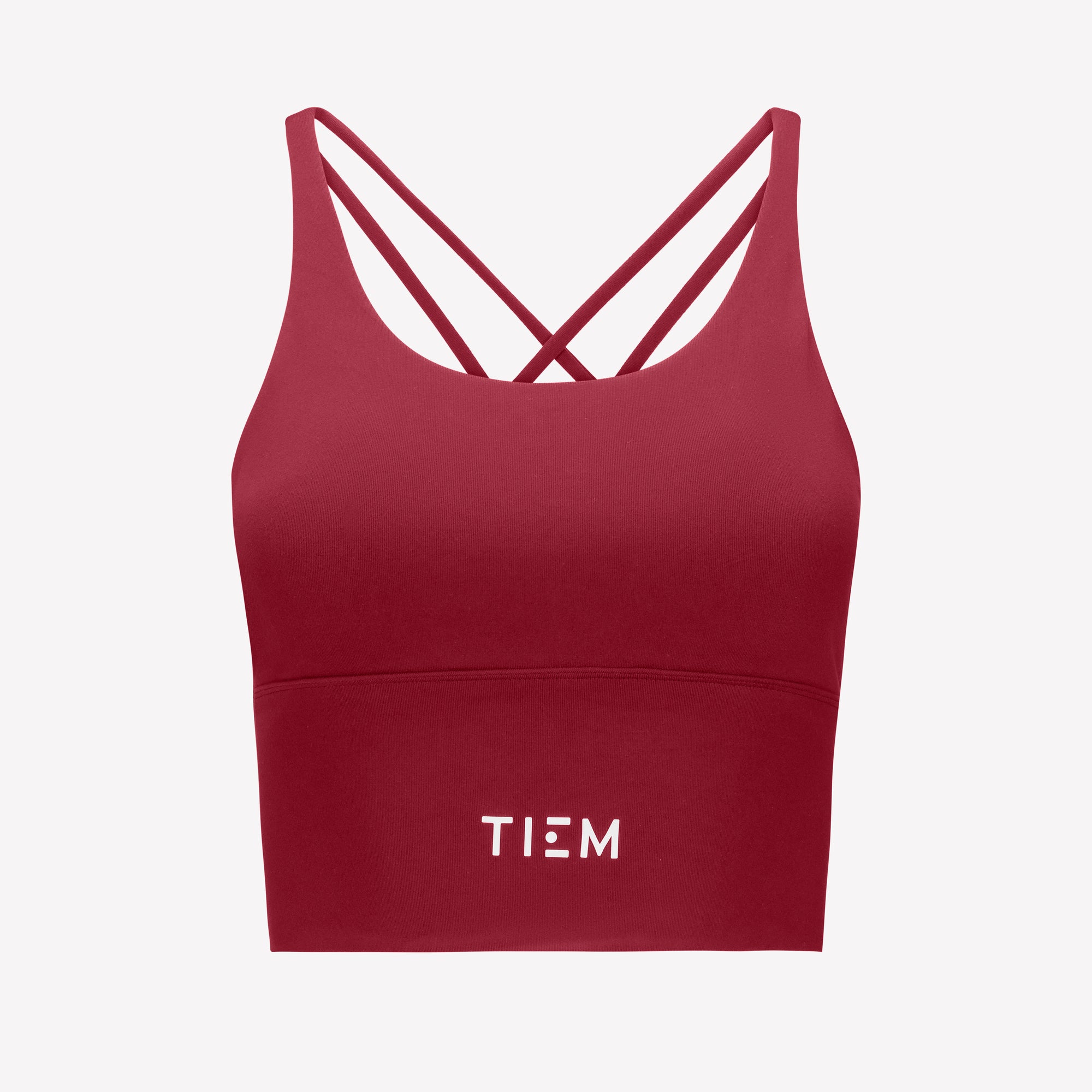 Strappy Sports Bra - Merlot/White