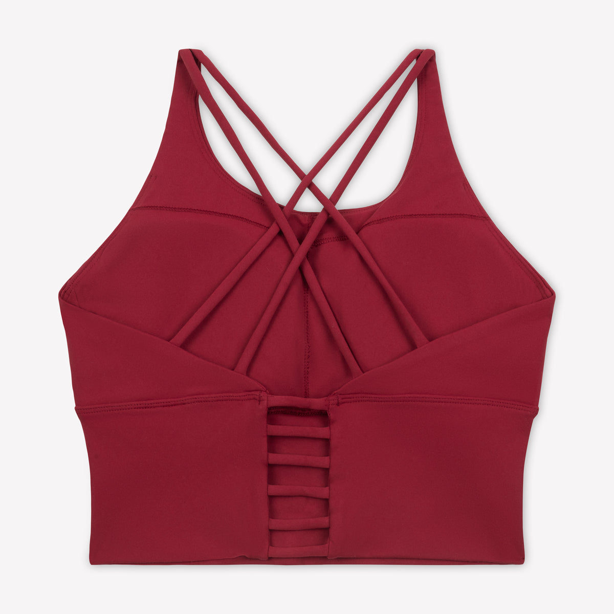 Strappy Sports Bra - Merlot/White