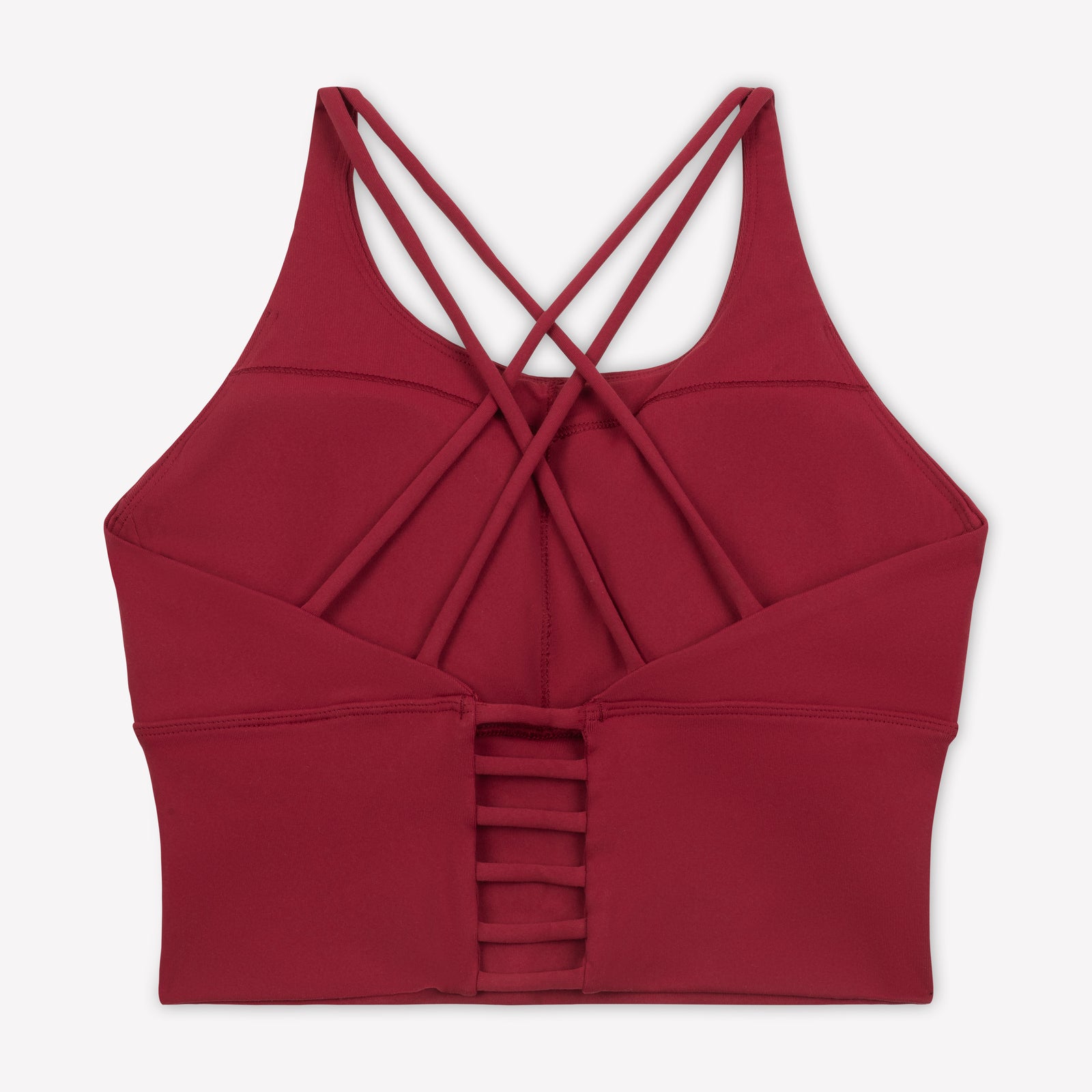 Strappy Sports Bra - Merlot/White