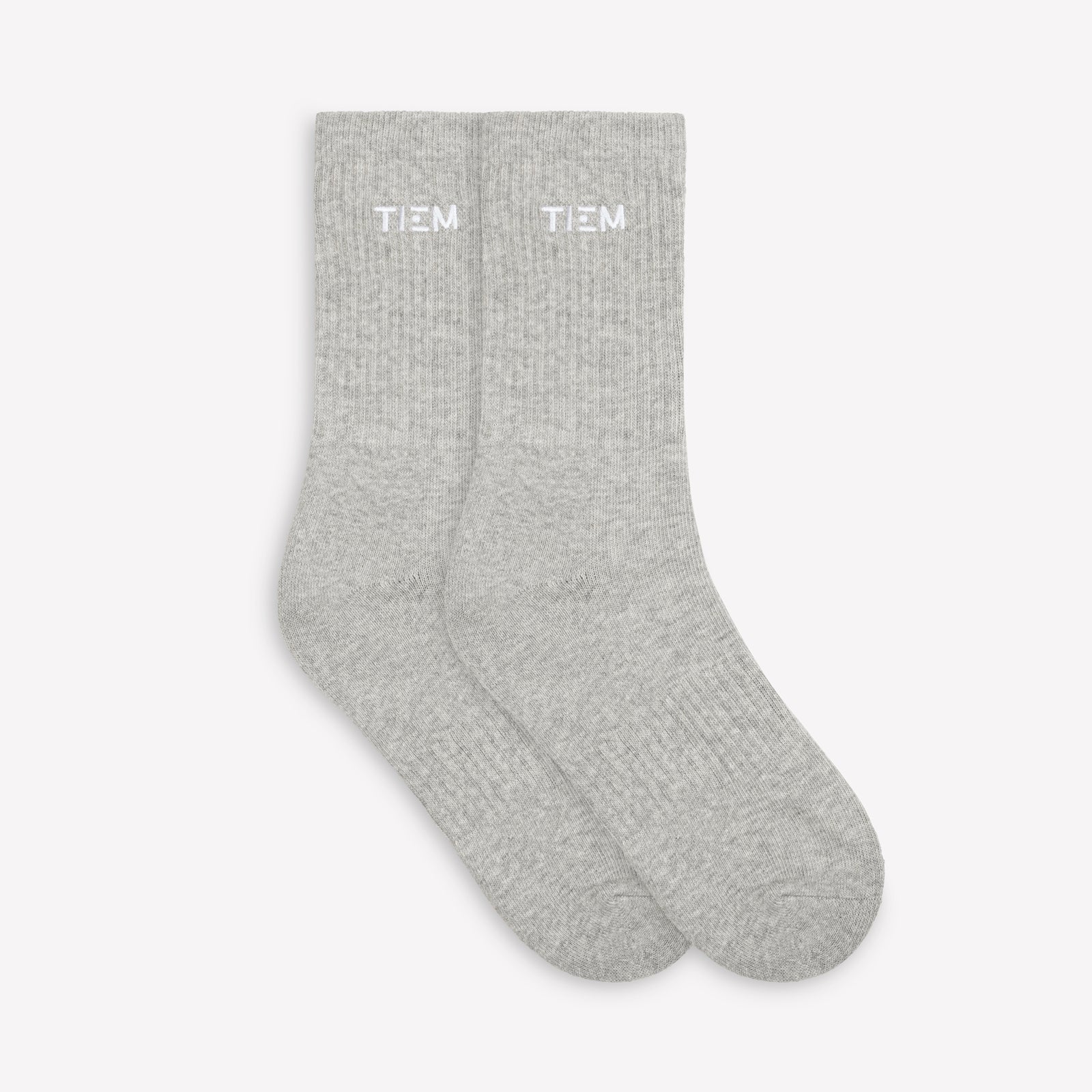 Cotton Crew Socks - Gray/White