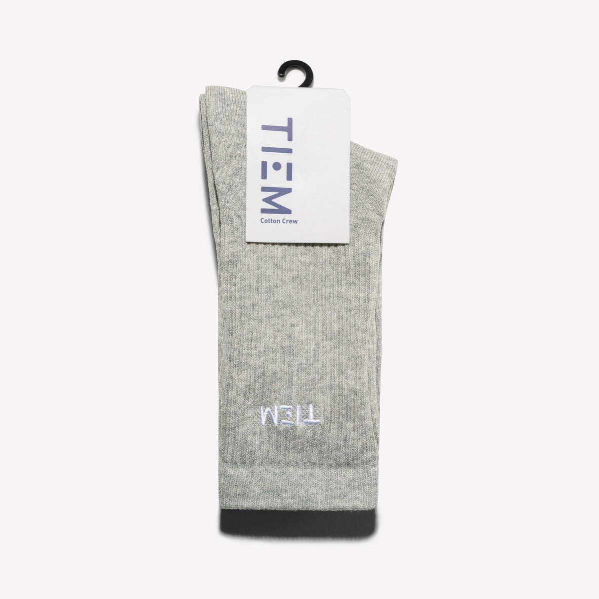 Cotton Crew Socks - Gray/White