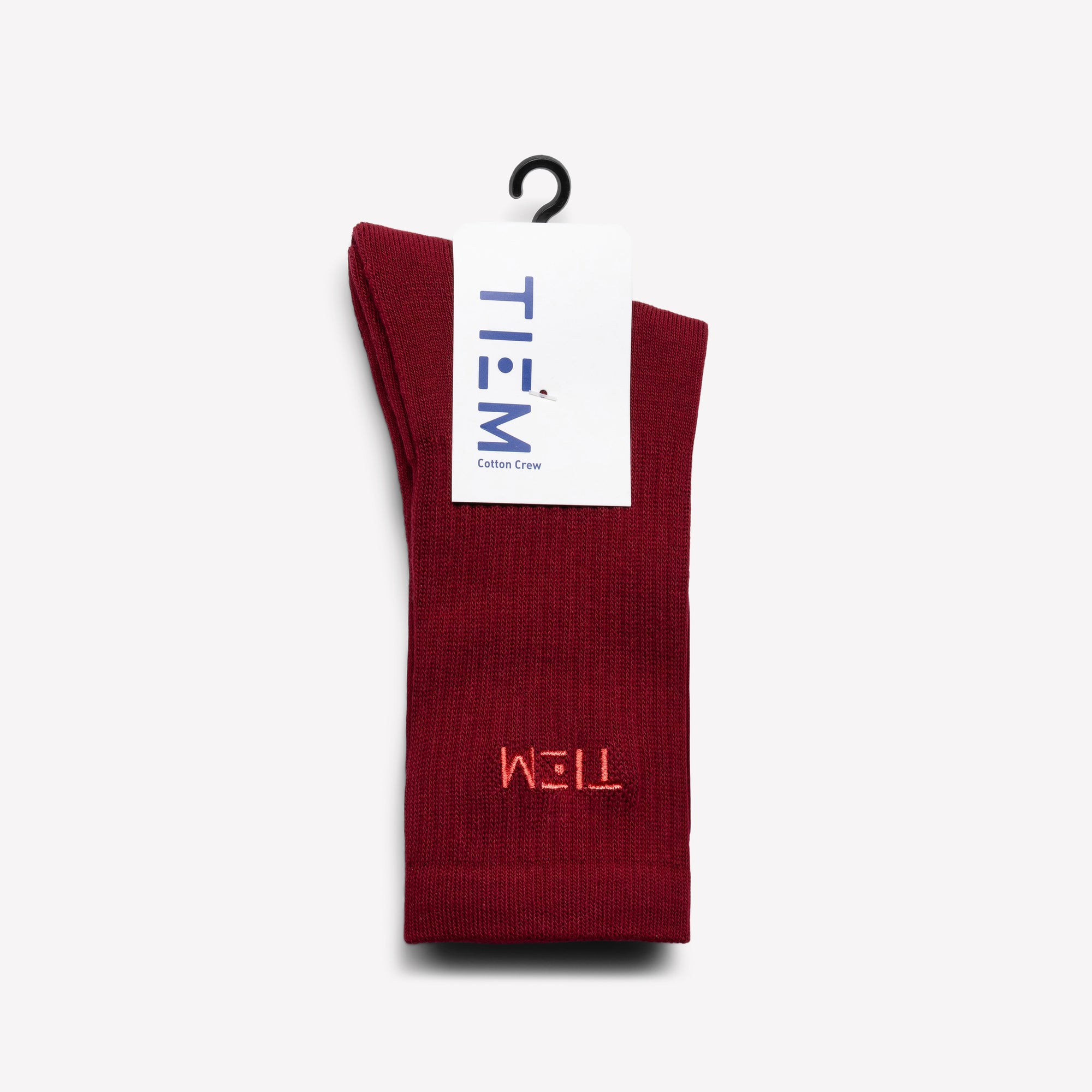 Cotton Crew Socks - Merlot/Pink