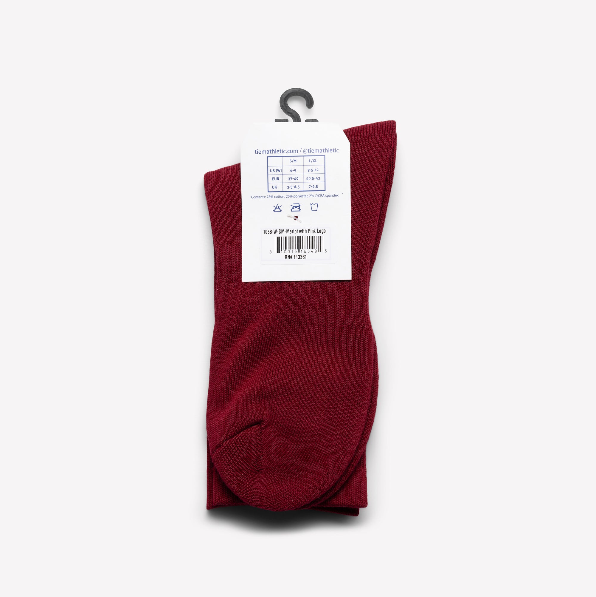 Cotton Crew Socks - Merlot/Pink