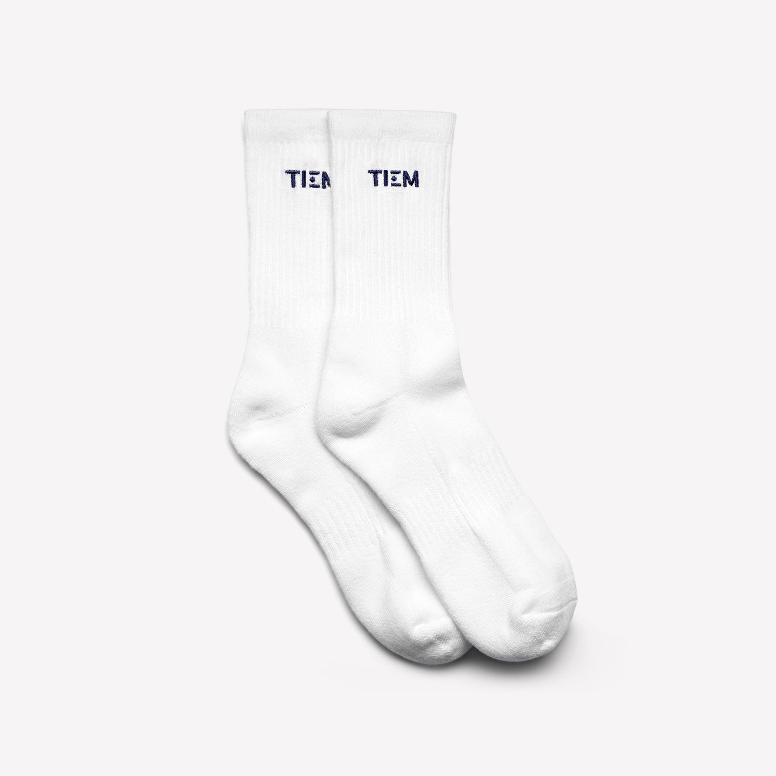 Cotton Crew Socks - White/Navy