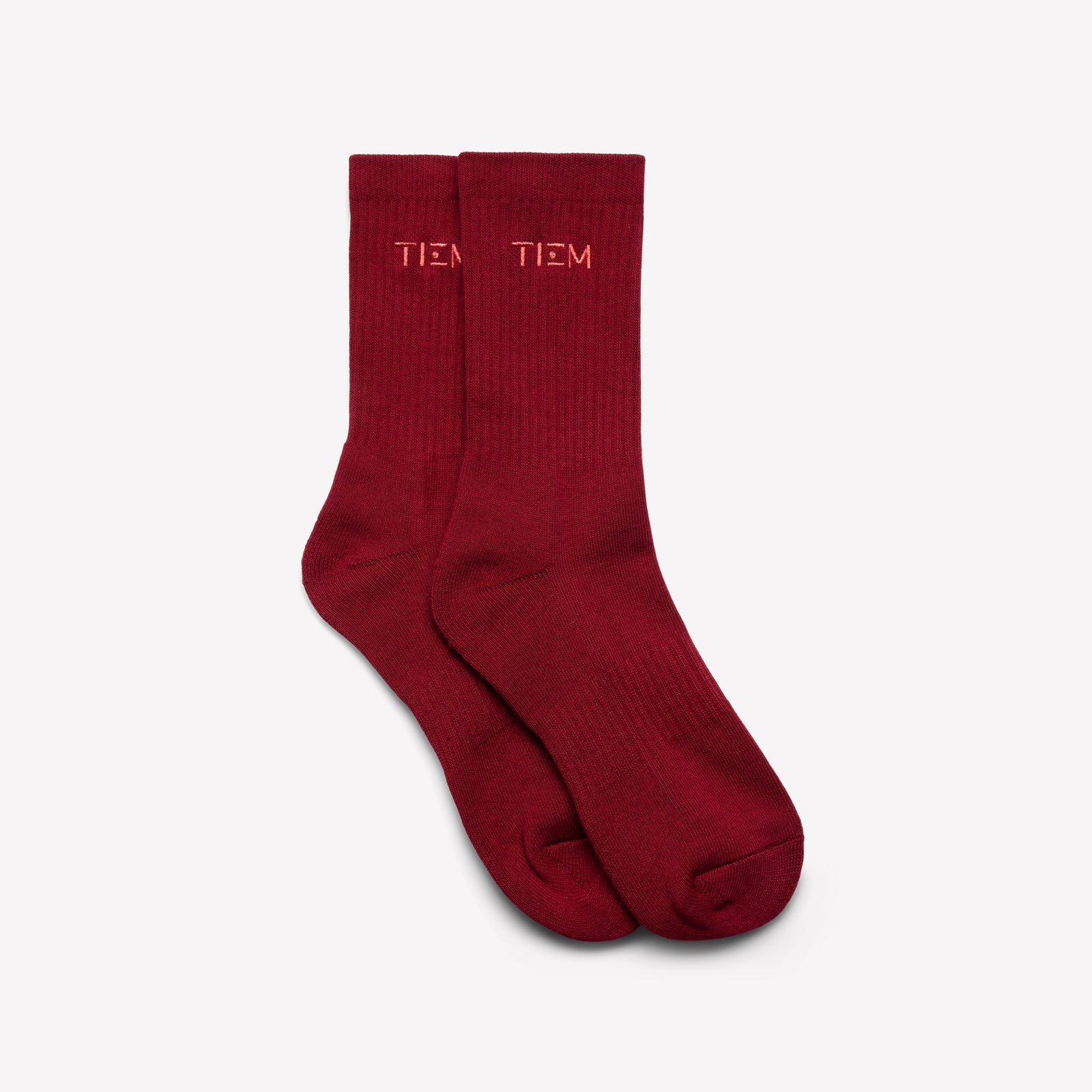 Cotton Crew Socks - Merlot/Pink