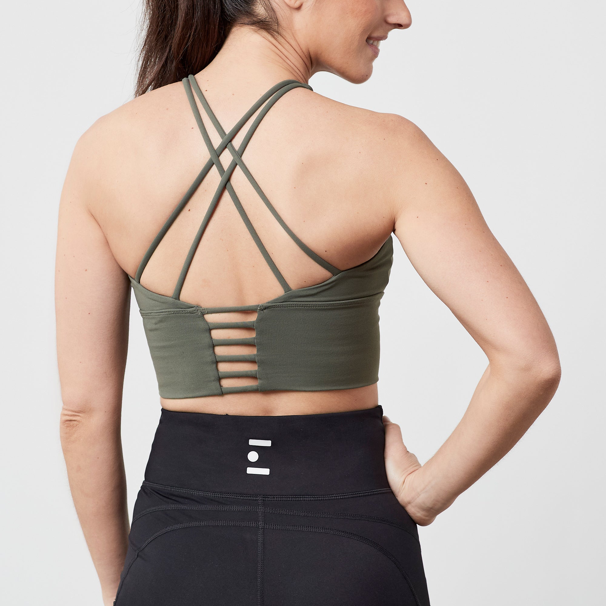 Sports Bra - Olive/White